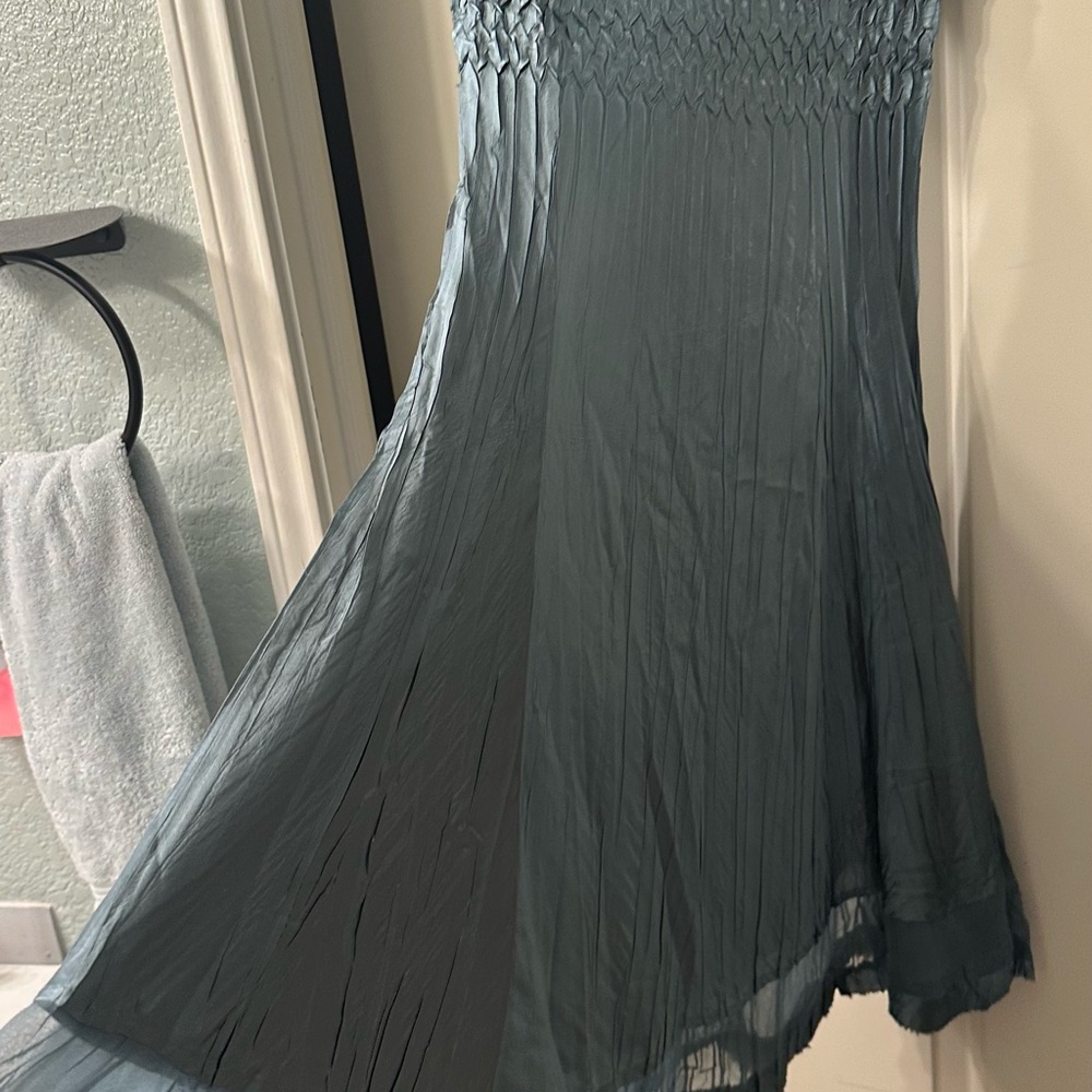 Komarov Slip Satin Crinkle Dress, size XL